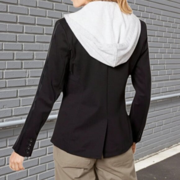 NWOT EVEREVE (MED) Jones St. Varsity Stripe Black Blazer - Picture 2 of 12